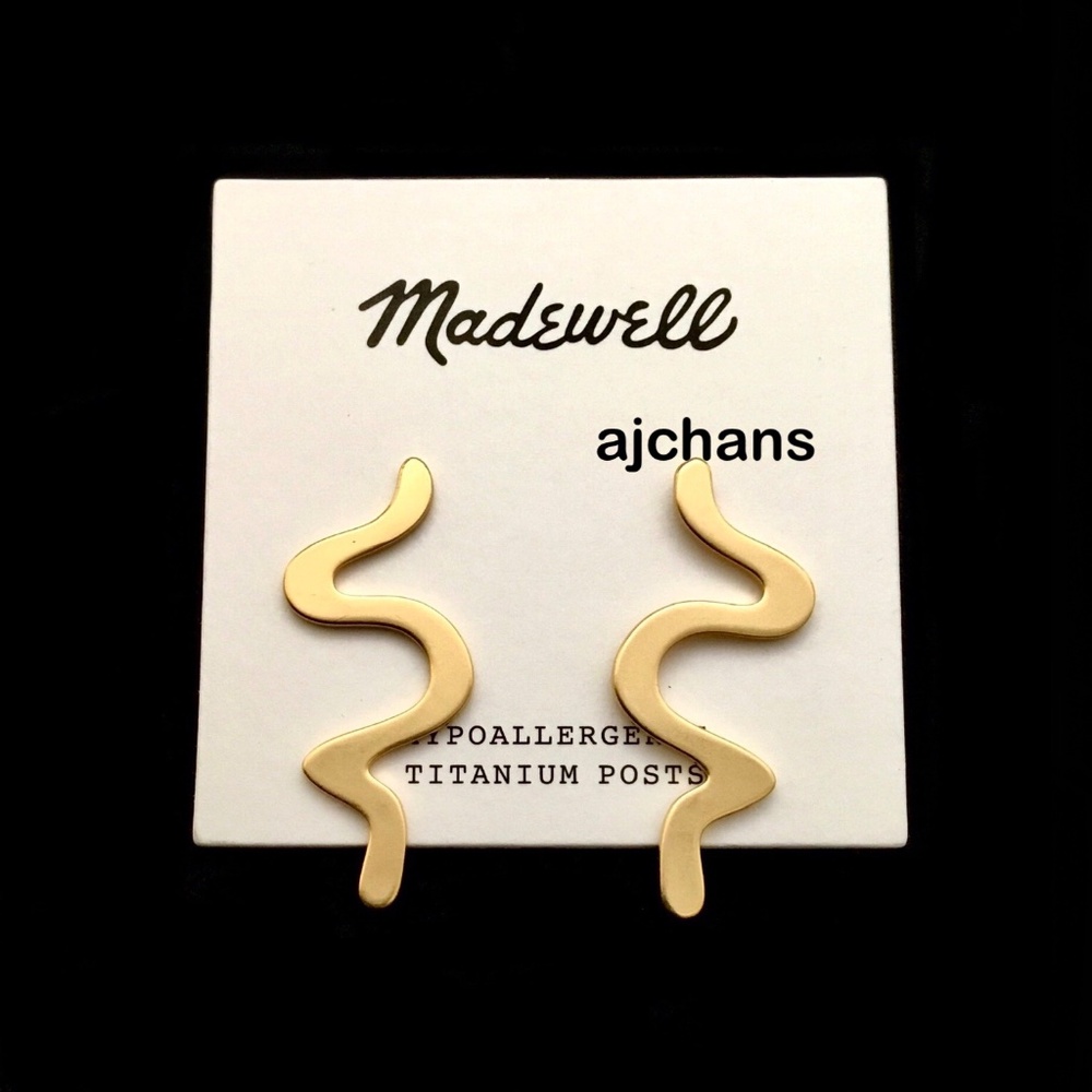 Madewell Gold Wavy Squiggle Drop Earrings